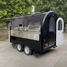 Small Food Trailer Black Snack Cart Mini Truck for Ice Cream Pizza Coffee
